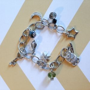 Handmade silvertone charm bracelet